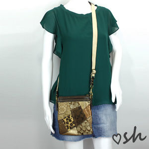 COACH Patchwork Swingpack Brown/Gold Crossbody Bag